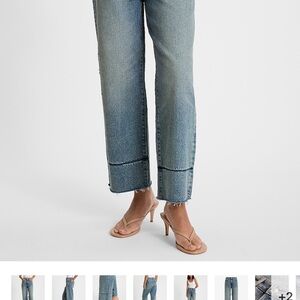 Express Women's Light Blue Straight Leg Jeans